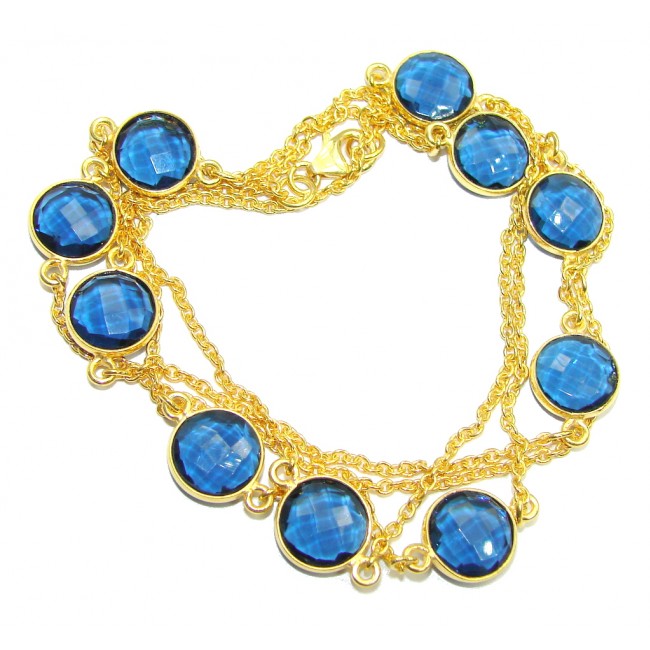 36 inches created Sapphire Gold over Sterling Silver Necklace