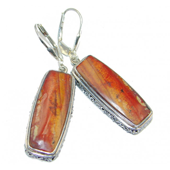 Red Creek Jasper Sterling Silver handcrafted Earrings