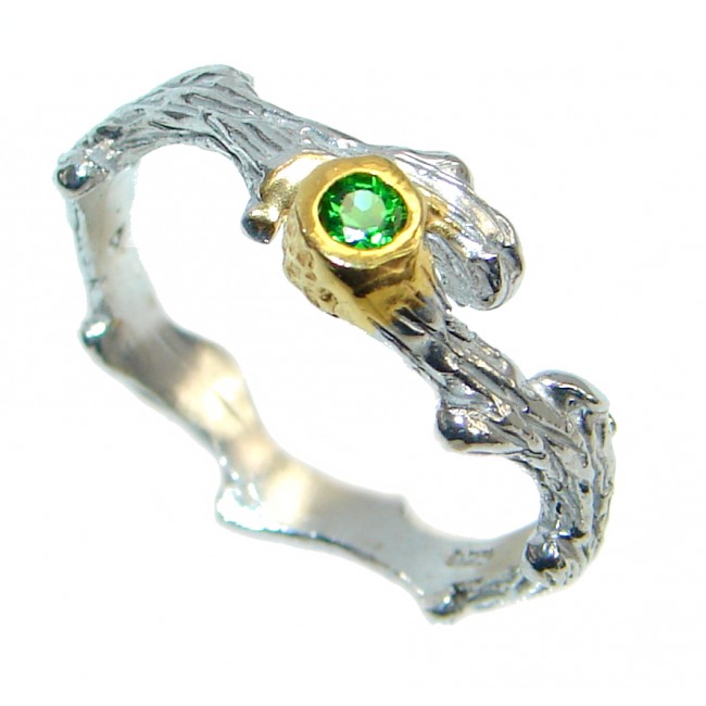 Unique Natural Chrome Diopside 925 Sterling Silver Ring Size 8 1/2