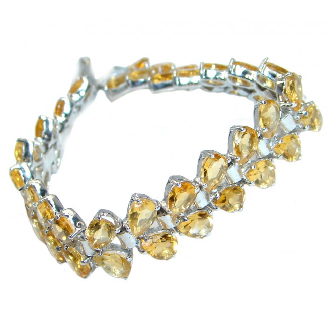 Gorgeous Natural Top Rich Yellow Citrine 925 Sterling Silver Bracelet 7.5 Inches