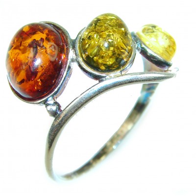 Beautiful Authentic Baltic Amber .925 Sterling Silver handcrafted ring; s. 8