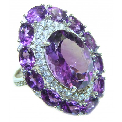 Spectacular genuine Amethyst .925 Sterling Silver Handcrafted Ring size 7 1/4