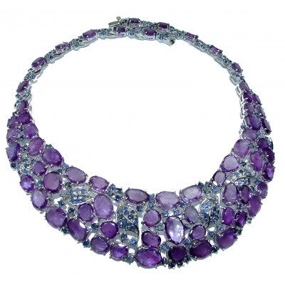 Purple Desire authentic Amethyst .925 Sterling Silver LARGE Statement handcrafted necklace