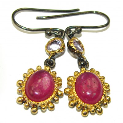 Vintage Design Ruby .925 Sterling Silver handcrafted earrings
