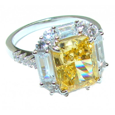 Vivit Yellow Sapphire 14K Gold over .925 Sterling Silver handcrafted ring; s. 7