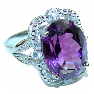 Spectacular 14.5 carat Amethyst .925 Sterling Silver Handcrafted Ring size 9