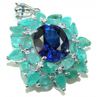 SOUTHERN STAR London Blue Topaz Emerald .925 Sterling Silver handmade Pendant