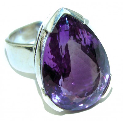 Spectacular 22.5 carat Amethyst .925 Sterling Silver Handcrafted Ring size 7