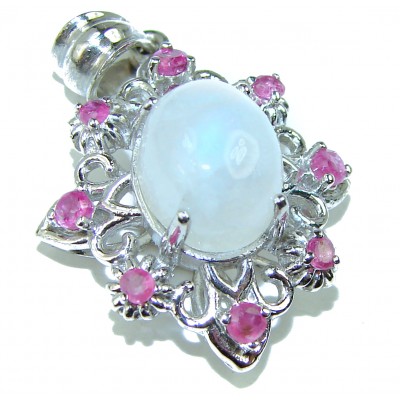 Genuine Fire Moonstone Ruby .925 Sterling Silver handcrafted pendant