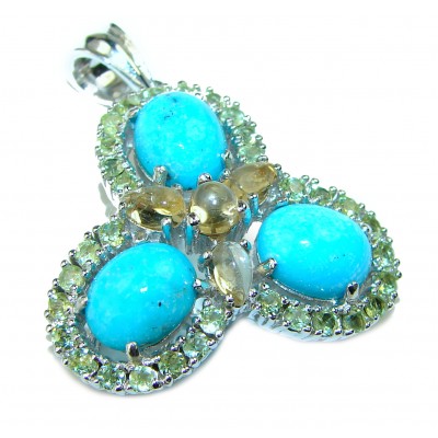 One of a kind Precious natural Turquoise .925 Sterling Silver handmade pendant