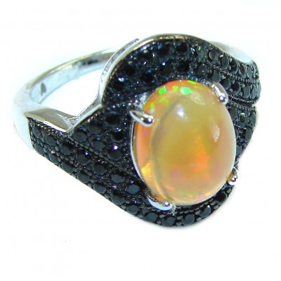 Revolution Genuine 4.5 carat Ethiopian Opal 18K Gold over.925 Sterling Silver handmade Ring size 7 1/2