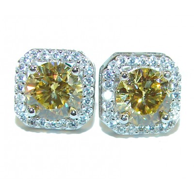 5.5 carat Yellow Sapphire 14K white Gold over .925 Sterling Silver handcrafted earrings
