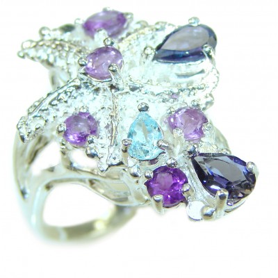 Spectacular Iloite Amethyst .925 Sterling Silver Handcrafted Ring size 8 3/4