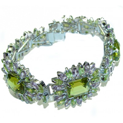 Incredible Beauty authentic Green Topaz .925 Sterling Silver handcrafted .925 Sterling Silver handmade Bracelet