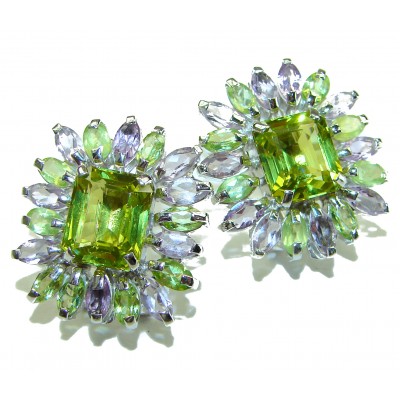 Incredible Beauty authentic Green Topaz .925 Sterling Silver handcrafted earrings