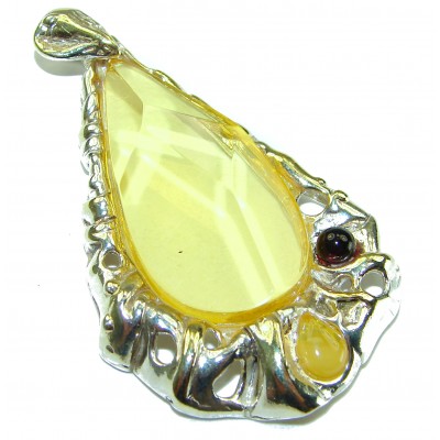 Splendid Faceted Baltic Amber .925 Amber Sterling Sterling Silver handcrafted Pendant