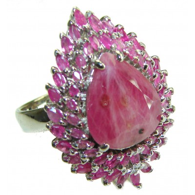 Red Rose Ruby .925 Sterling Silver handmade Ring size 7 1/2