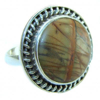 Picasso Jasper .925 Sterling Silver handcrafted ring s. 9 3/4