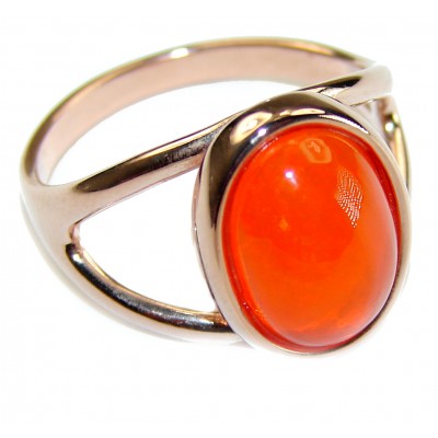 Sun energy Mexican Opal 18K Rose Gold over .925 Sterling Silver handcrafted Ring size 7