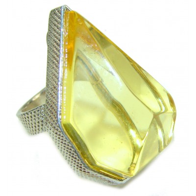Modern Concept Natural Faceted Baltic Amber .925 Sterling Silver ring s. 7