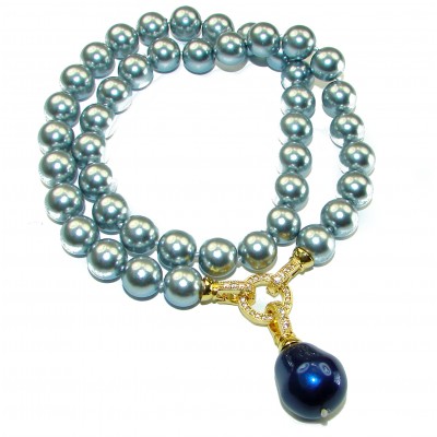 Vintage Beauty Freshwater Grey Pearl 14K Gold over .925 Sterling Silver handcrafted Necklace