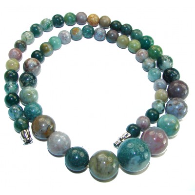 42.5 grams Rare Unusual Natural Moss Agate Beads NECKLACE