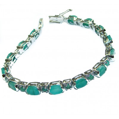 One of the kind authentic Emerald .925 Sterling Silver handmade Tennis Bracelet