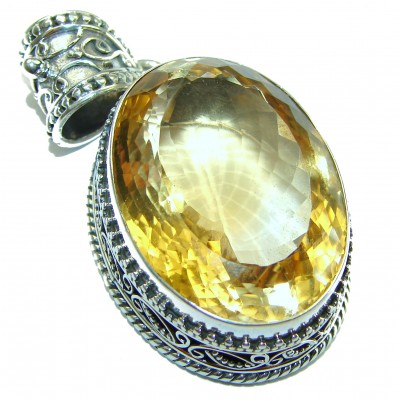 45 carat Oval cut flawless Lemon Quartz .925 Sterling Silver handcrafted pendant
