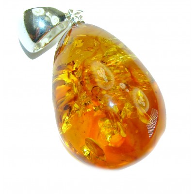 Prehistoric Beauty authentic Baltic Amber .925 Sterling Silver handcrafted pendant