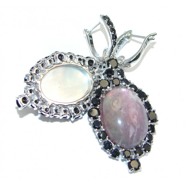 Rainbow Pink Moonstone Spinel Sterling Silver earrings