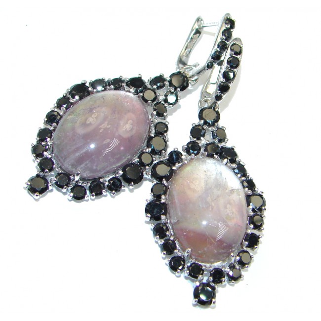 Rainbow Pink Moonstone Spinel Sterling Silver earrings