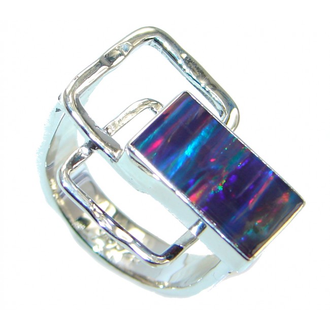 Modern Beauty created Opal Sterling Silver ring s. 6