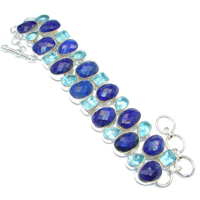 Stylish Blue Lapis Lazuli Sterling Silver handmade Bracelet
