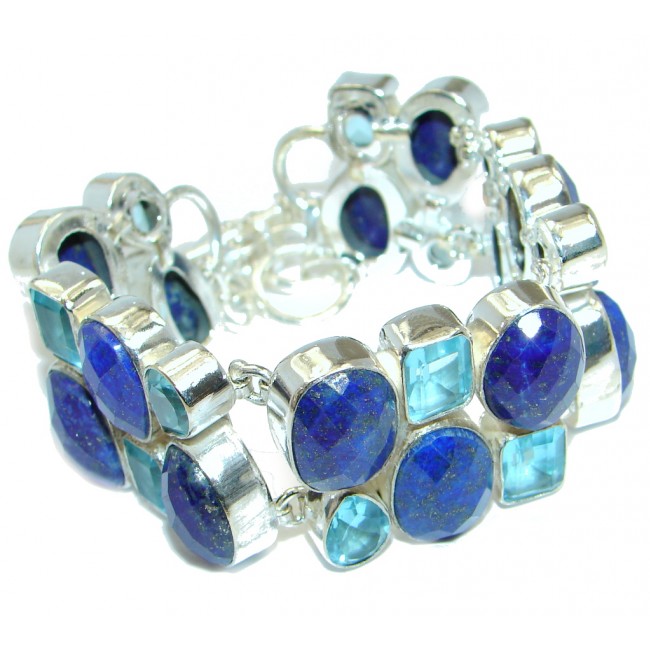 Stylish Blue Lapis Lazuli Sterling Silver handmade Bracelet