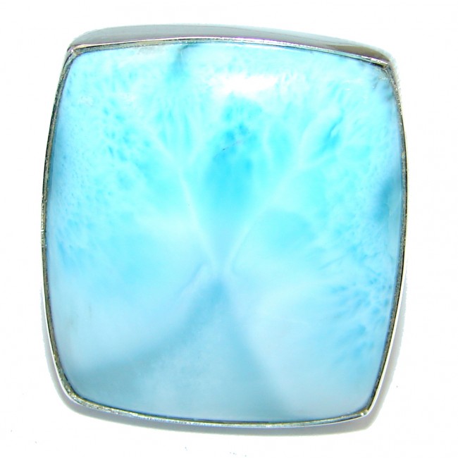 Large Genuine AAA Larimar Sterling Silver handmade Ring size 10