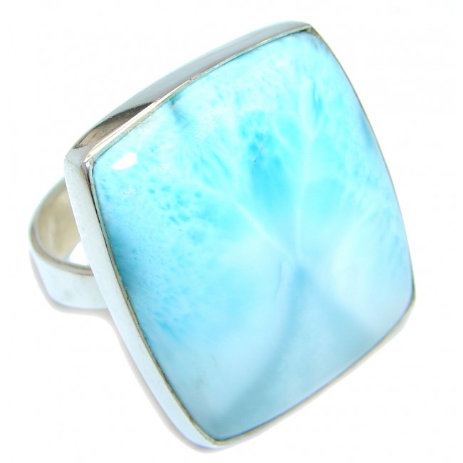 Large Genuine AAA Larimar Sterling Silver handmade Ring size 10