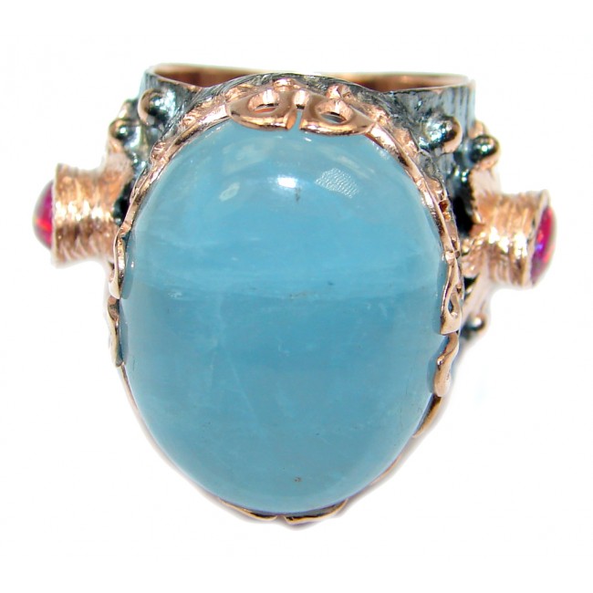 Passiom Fruit Natural 40 ct. Aquamarine Gold Plated over Sterling Silver Ring s. 5 3/4