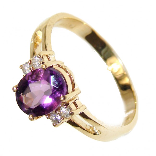 14K yellow Gold Amethyst Cocktail Ring size 7