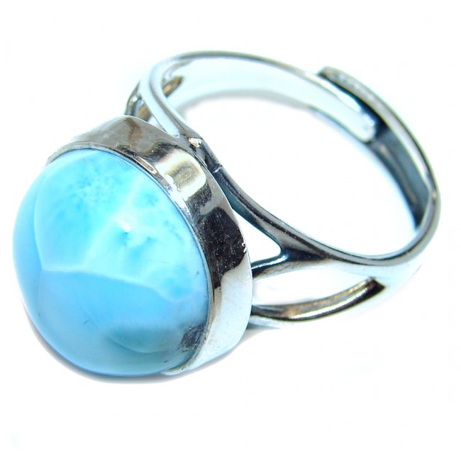 Natural Larimar .925 Sterling Silver handcrafted Ring s. 9 1/2