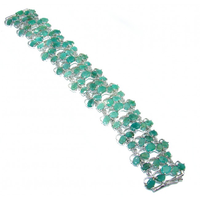 Luxury Authentic Emerald .925 Sterling Silver handmade Large Bracelet