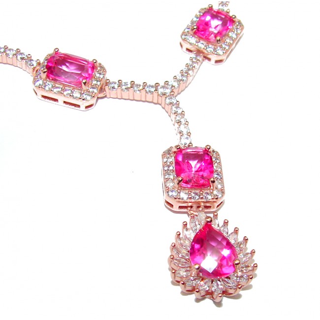 Princess Charm Pink Topaz 14K Gold over .925 Sterling Silver handcrafted necklace