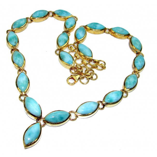 Cielito Lindo Chunky Larimar 14K Gold over .925 Sterling Silver handcrafted necklace
