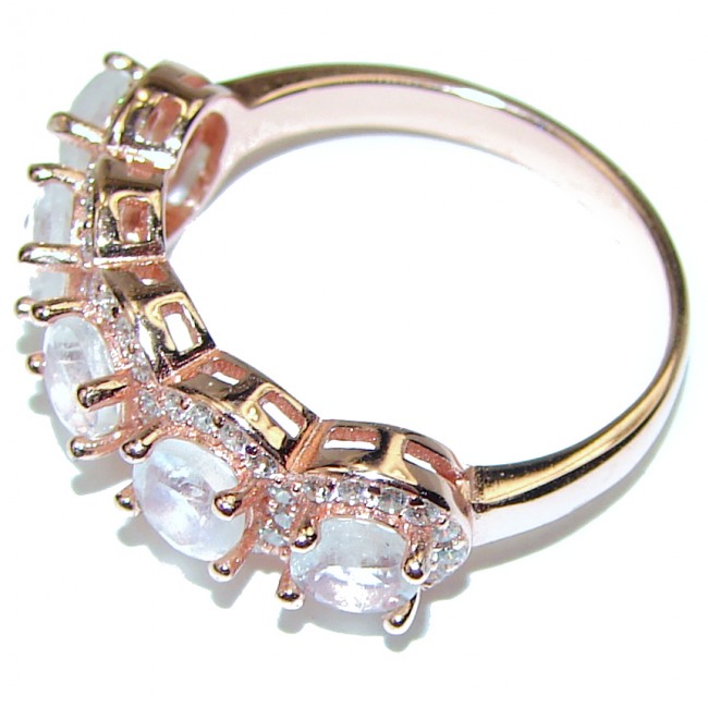 Natural Moonstone 14K Rose Quartz .925 Sterling Silver handmade ring s. 6 1/4