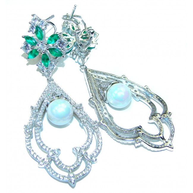 Luxurious Pearl Chrome Diopside .925 Sterling Silver handmade earrings