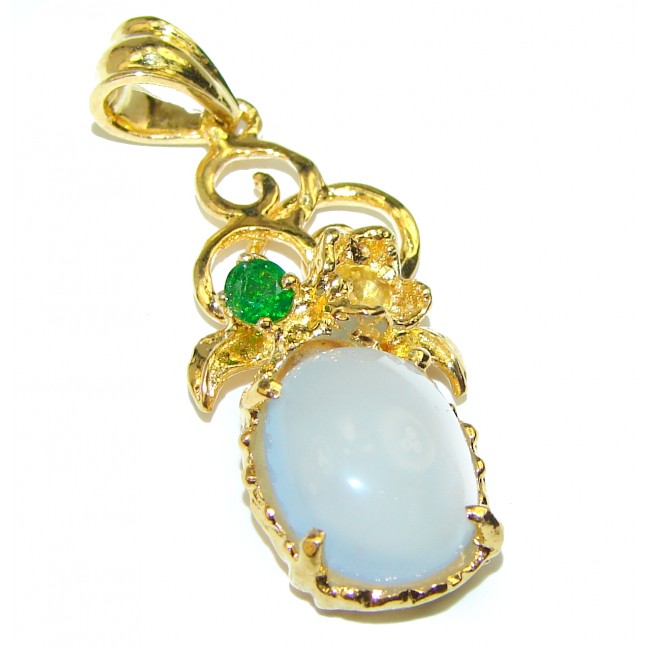 Natural 7.5 ct Aquamarine 14K Gold over .925 Sterling Silver handcrafted pendant