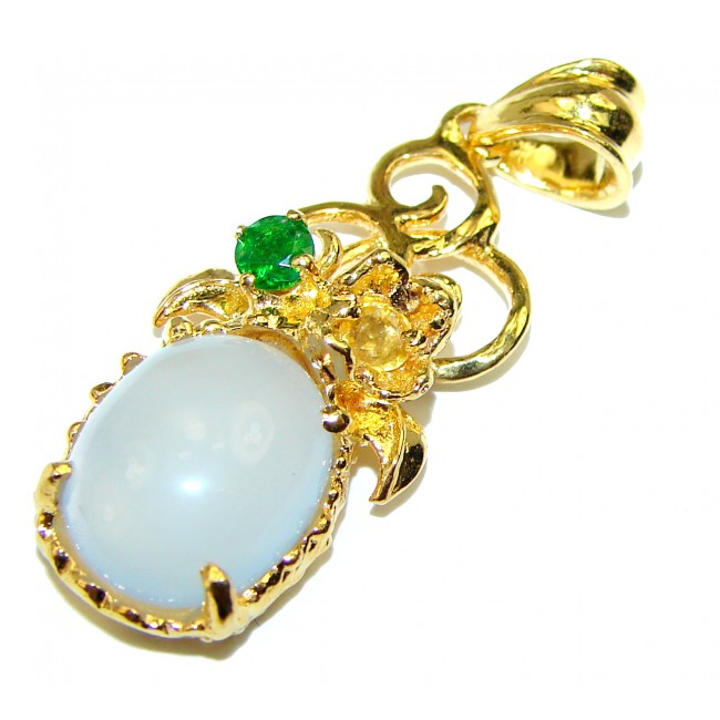 Natural 7.5 ct Aquamarine 14K Gold over .925 Sterling Silver handcrafted pendant