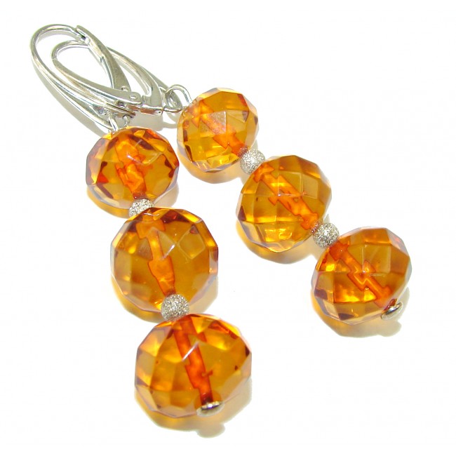Faceted Baltic Polish Amber .925 Sterling Silver Earrings