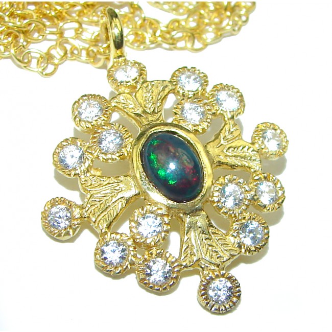 One of the kind Black Opal 14K Gold over .925 Sterling Silver handmade necklace