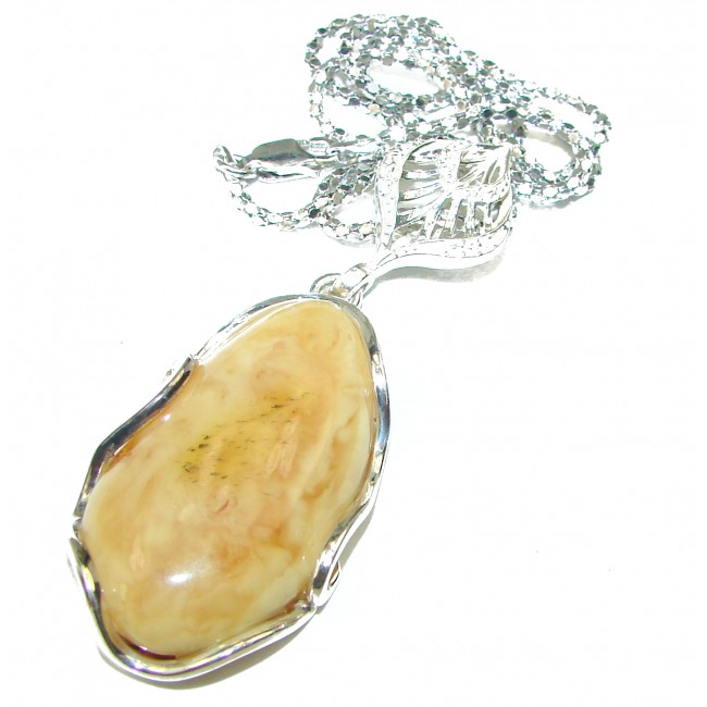 New Concept Natural Baltic Amber .925 Sterling Silver handcrafted necklace