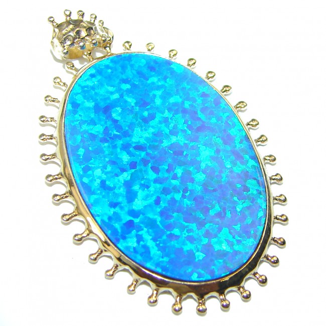 Precious Doublet Opal 14K Gold over .925 Sterling Silver handmade Pendant